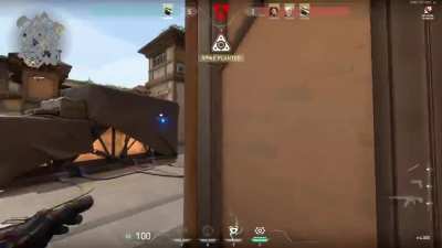 Down to a 1v4. Time counting down and needed to plant the Spike. Tricked Jett (She had an Operator so I tried to bait her) with a cam. GGs