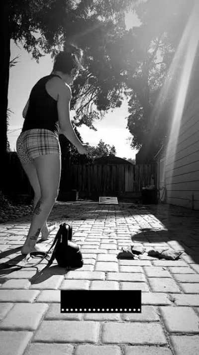 Playing cornhole