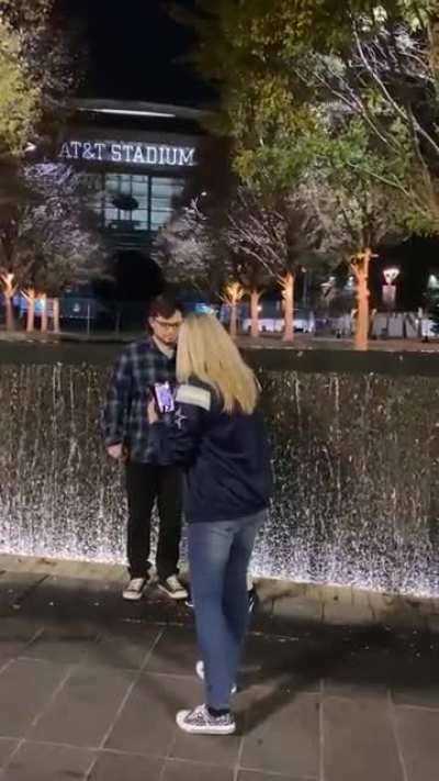 Boyfriend Drops Ring During Surprise Proposal at Cowboys Stadium
