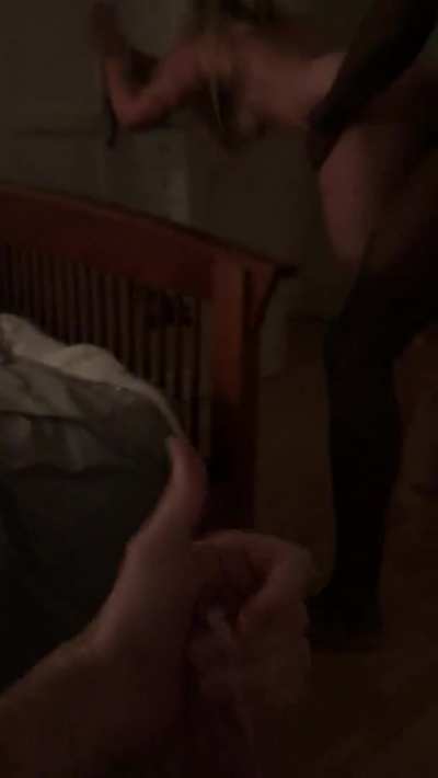 Hotwife yells at cuckold hubby to cum multiple times..