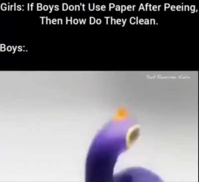 girls: If boy dont use paper after peeing how do they clean? boys: