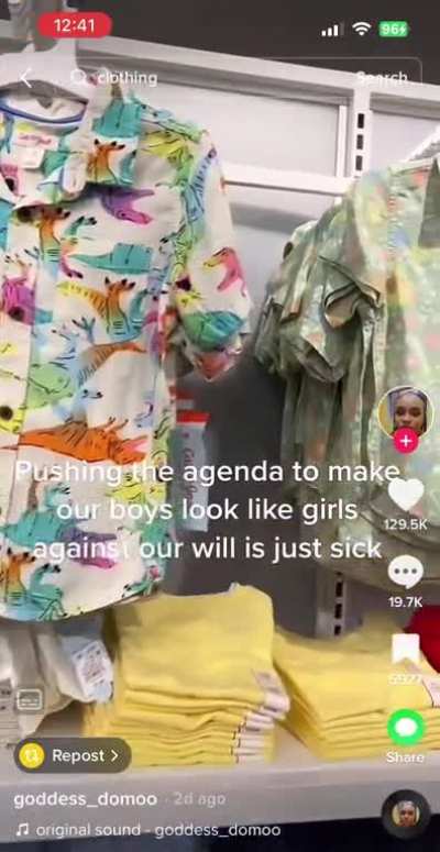 Woman in Target says the spring clothes in the kids’ section are pushing an agenda to make boys look like girls