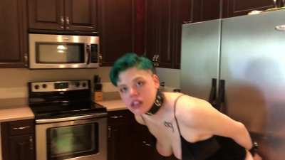 I’m a slave girl in stockings and that big toy in my butt hurts. 