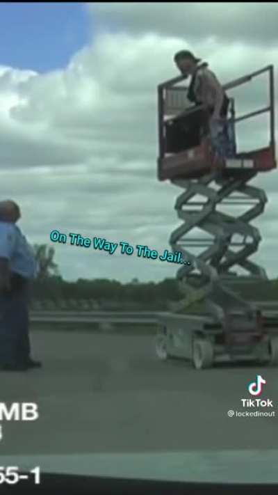 Steve gets pulled over sitting on beer while driving a skyjack