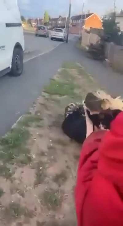 UK Blonde Beats n Stomps Out Brunette Next to Utility Van