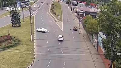 The motorcycle driver lost control.