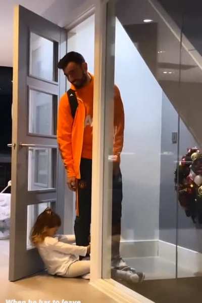 Bruno Fernandes' daughter stopping him from leaving for team Hotel before the Derby. Wholesome.