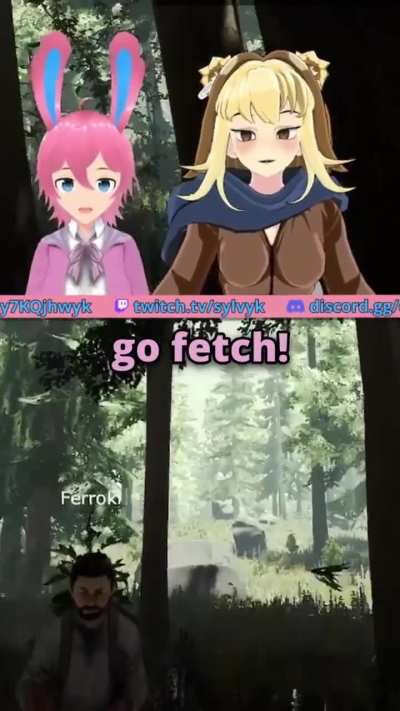 Femboy plays fetch with a Ferret in The Forest