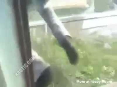 Russian dude tries to fight a tree in a rather peculiar way