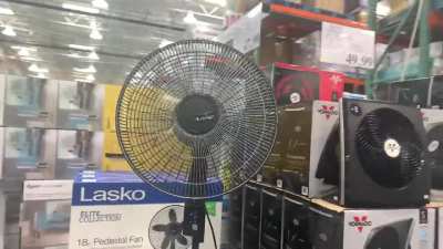 Portable Fan Display at a Costco.