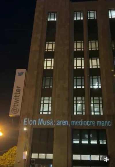 Twitter’s San Francisco headquarters tonight.