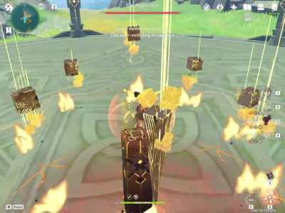 Xinyan main dps Geo Hypostasis insta kill.
