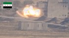 SAA tank burns after being engaged by an opposition TOW team near Camp Goren - 8/7/2015