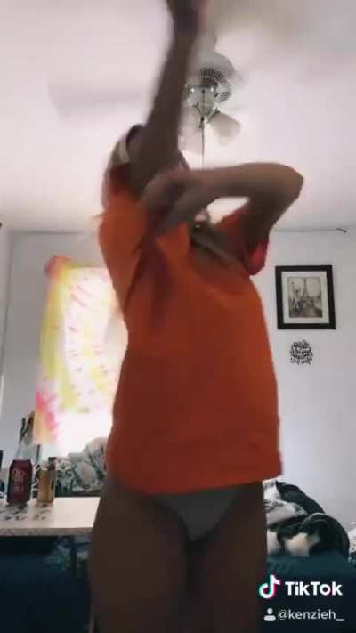 Kenzieh pulls her top off and dances