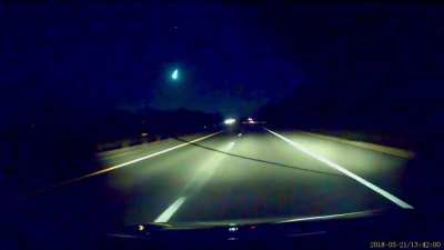 Beautiful meteor that I caught on my dashcam tonight in central United States. Was blue and green in person.
