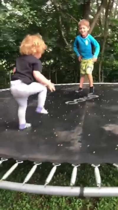 My two year old trying the Trampoline for the first time today…