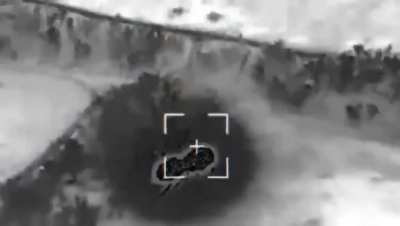 Drone footage provided by the Ukrainian 25th Airborne Brigade shows the attack on a Russian 2S7 