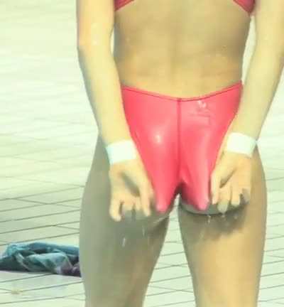 Beautiful Women's Diving Star Meghan Houston Struggles with Wedgie at Competition 7
