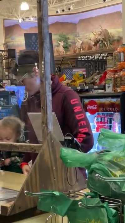 Days before Christmas, Karen berates several Cabela’s employees for over 5 mins bc they wouldn’t accept her rewards card without ID. We went back and forth for a while before I pulled out my phone, but here she is whining while receiving zero sympathy fro