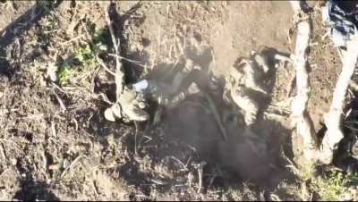 October 2023, Novom<wbr>ikhay<wbr>livka<wbr>, Donetsk Oblast. Russians assaulting a Ukrainian trench, blocking the lads in a dugout. Coming to the rescue is a reserve group supported by a loitering drone. This saved the lives of all Ukrainians. 79th Brigade.
