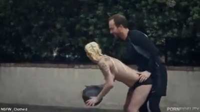 Playing strip basketball with a friend