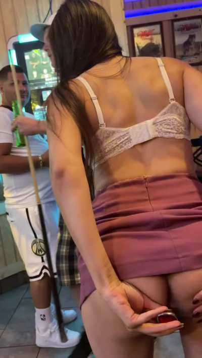 The men at the bar enjoyed the view