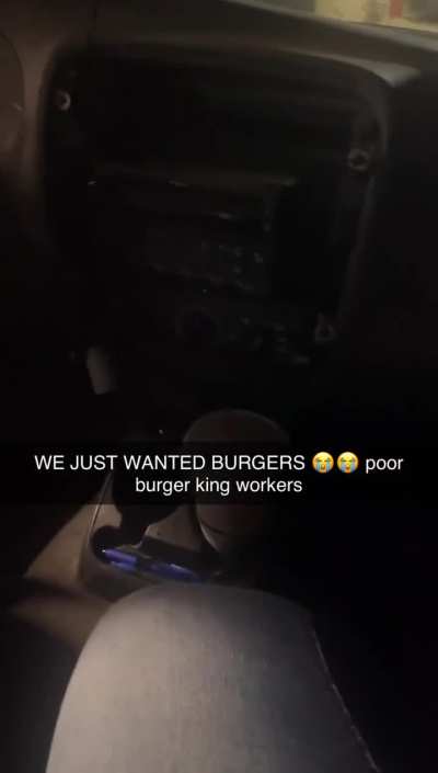 Burger King workers arguing with each other.