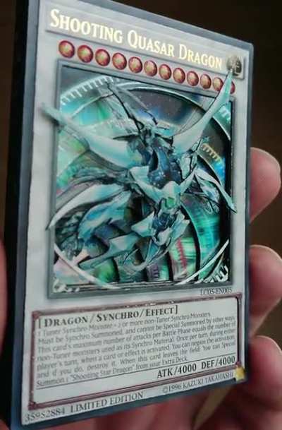 3D Yu-Gi-Oh Card: Shooting Quasar Dragon. Accel Synchro! *Dimension explodes* *Comes out of card*