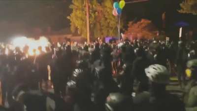 Protesters hit with friendly Molotov - multiple angles