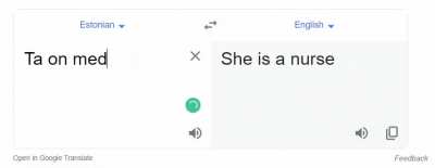 Tegin huvitava avastuse. Google translate tõlkides automaatselt määrab meie ilma soota asesõnad inglise keeles sooliseks olenevalt sellest, mis ametinimetust lauses kasutad.