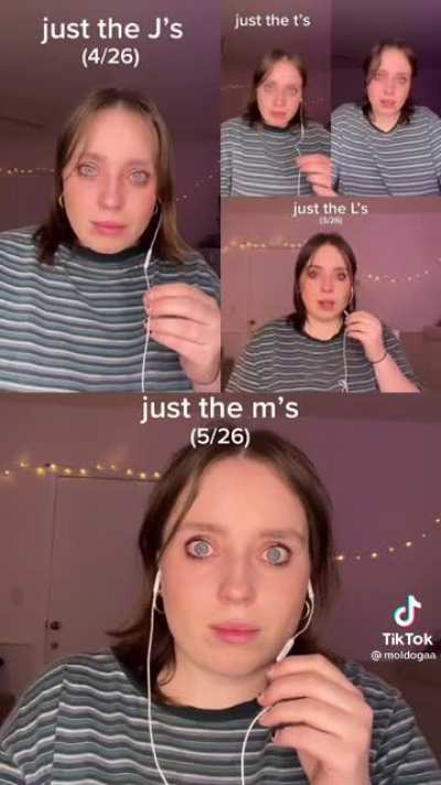 She's gonna do the whole alphabet...