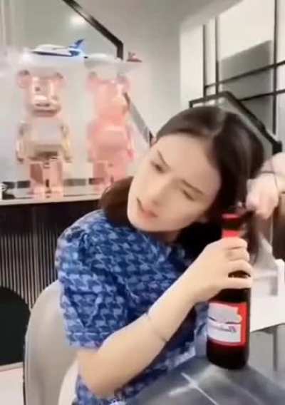 HMB while I open this with my hair