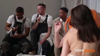 Emily Pink And Florane Russell Tempt Builders Into A DP Gangbang