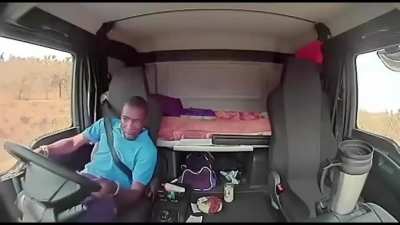 South African truck driver enjoying the ride