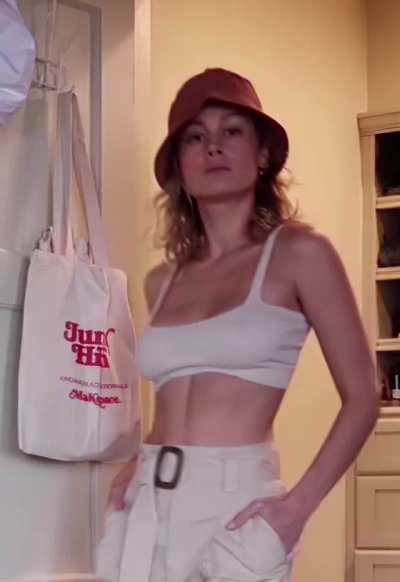 Brie Larson bouncing her perky tits for attention