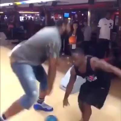 When a basketball player goes bowling