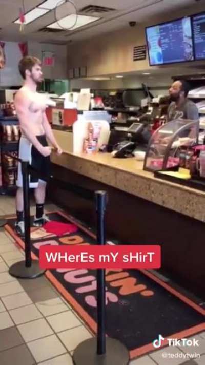Someone help this man find his shirt