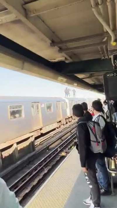 Kids subway surfing