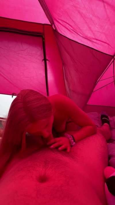 Blowing someone else at a music festival 