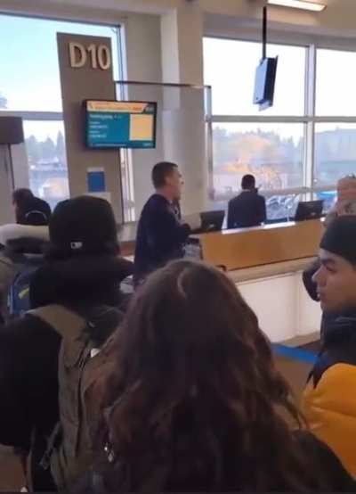 Seattle, WA airport earlier today - a man was arrested after throwing up Heil Hitler salutes and screaming of a race war