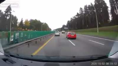 Lane change specialist practices his art to a fine tuned bit of driving.