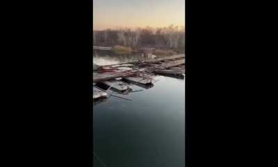 Russian Kh-38ML missile attack on a river crossing over the Siverskyi Donets near Raihorodok, Donetsk Oblast