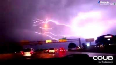 Massive streak of lightning in a storm