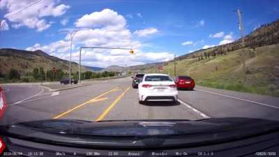Clueless car barely escapes