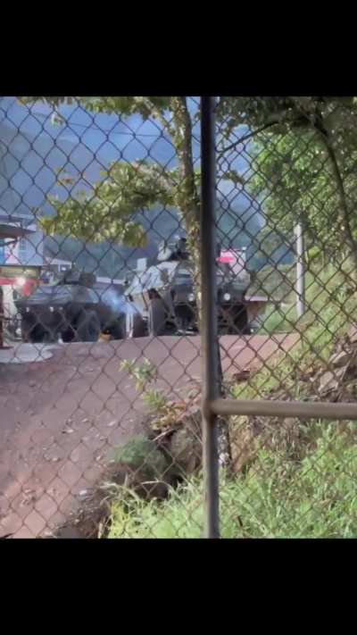 Colombian Army M117 hit by small arms fire in 