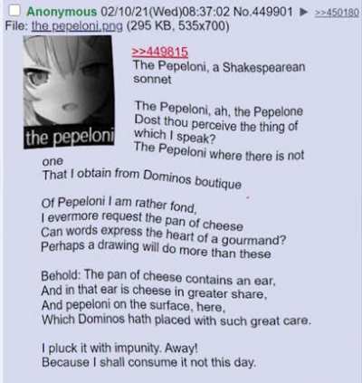 The Pepeloni, a Shakespearean sonnet