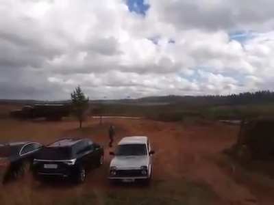 Russian Helicopter accidentally fires during a flight. Watch with caution.