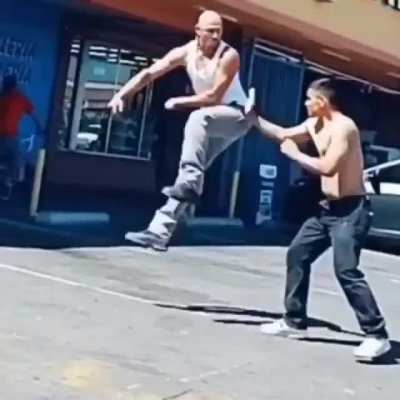 That jump spin hook kick at the end though