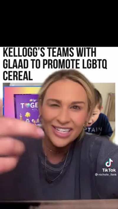 Insane Christian mom (with terrible lip fillers) thinks that cereal is sexualizing children. What does LGBTQ have to do with sexualizing children? Sounds like a personal problem when you see anything LGBTQ and immediately start envisioning what their sex 