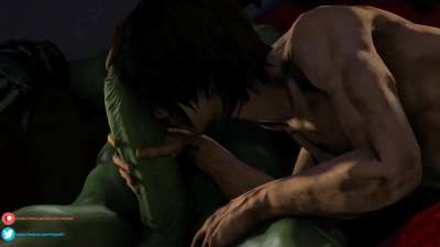 Orc Futa x Human Male Handjob [Xiopath]